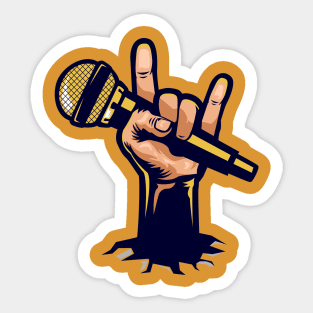 Rock Hand with Microphone Sticker